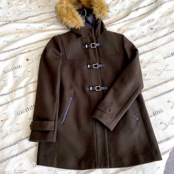 Cole Haan Wool + Faux Fur Hooded Coat - Picture 12 of 12